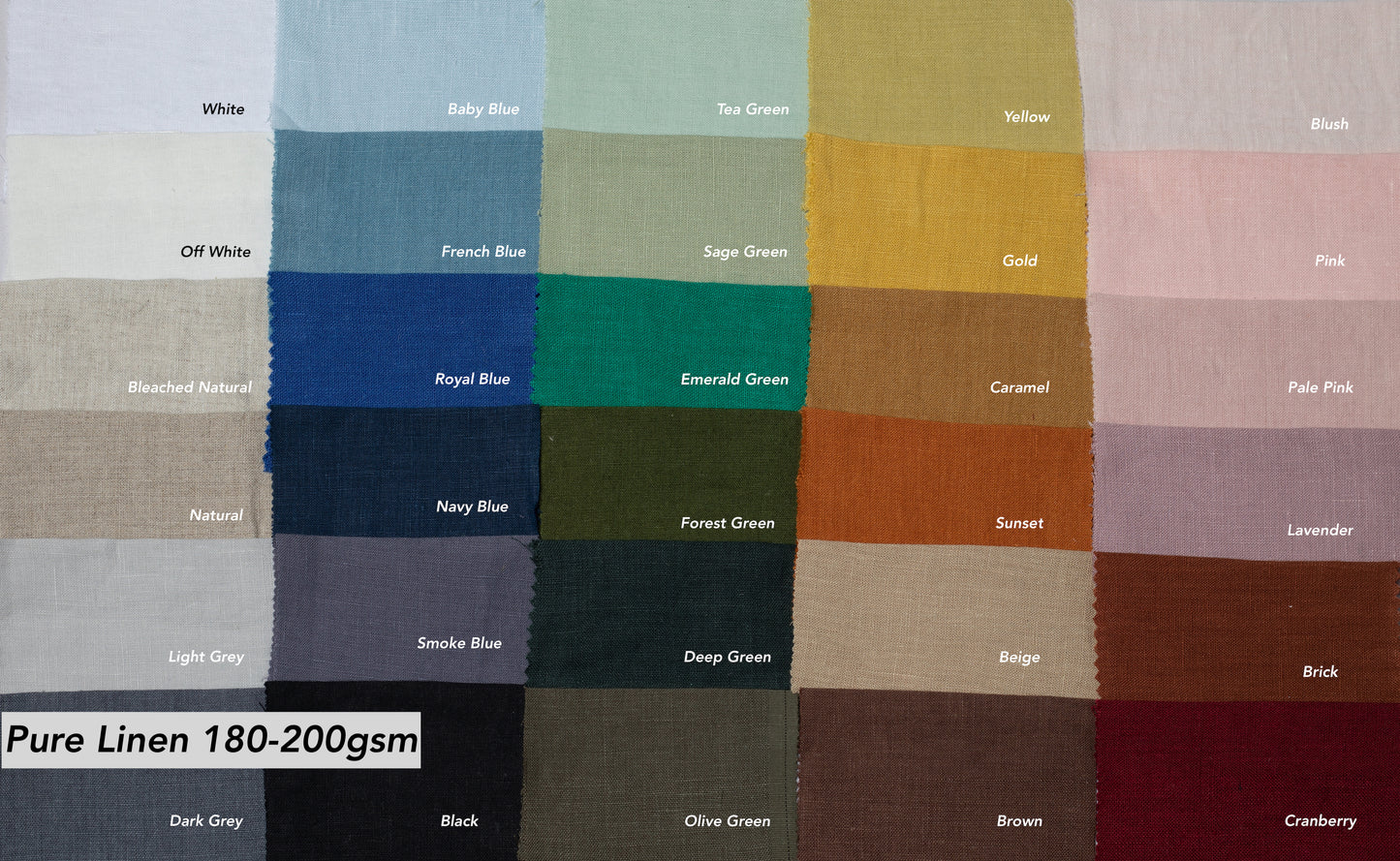 Fabric Swatches,180-200gsm Pure Linen Roman Shades and Curtain Samples
