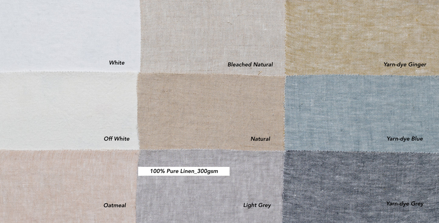Pure Linen Fabric Swatches, 300gsm Mid Weight Roman Shades and Curtain Samples