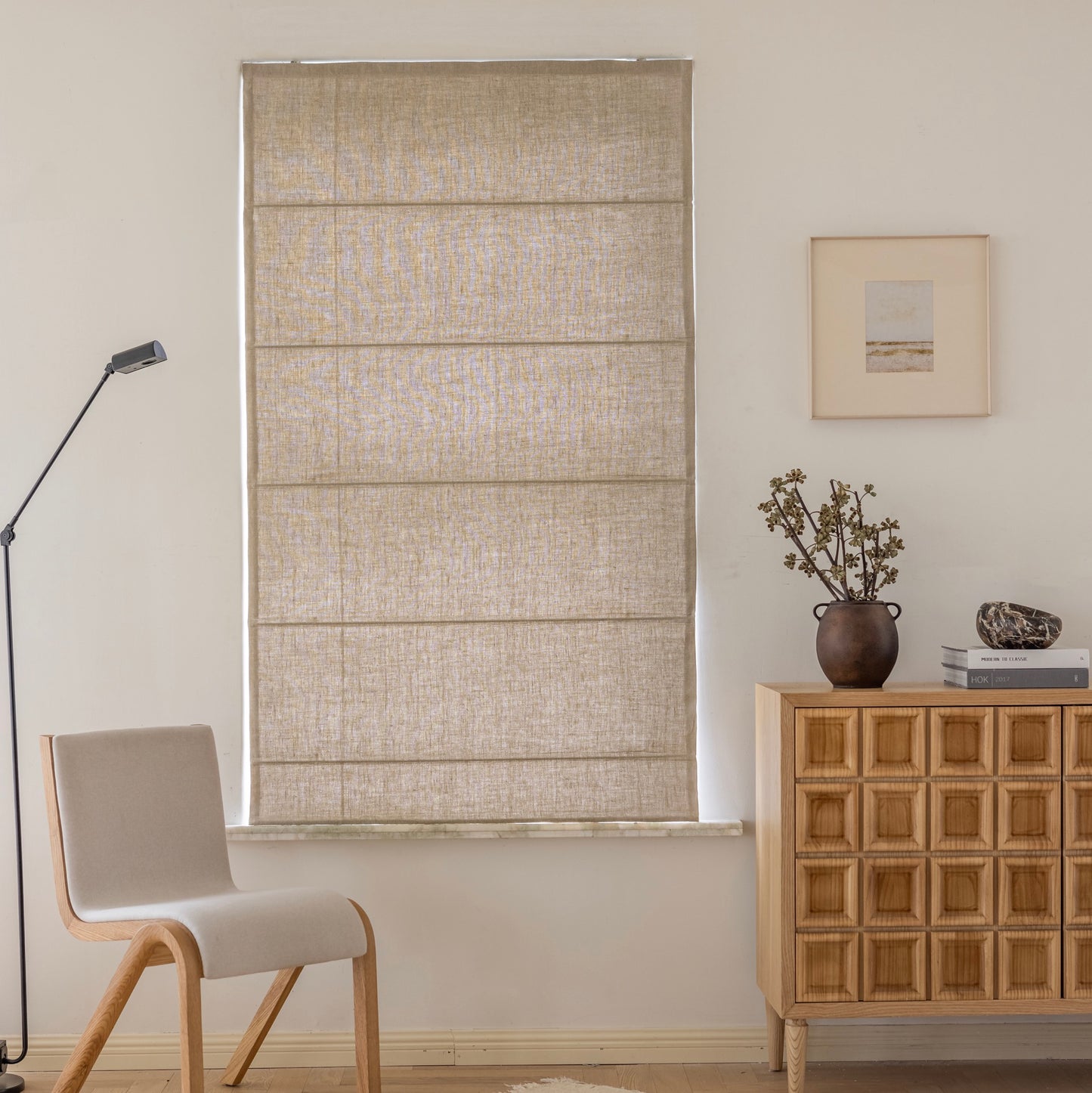 Thick Linen Roman Shades, Luxury Natural Fabric Pure Linen Blinds, Made to order