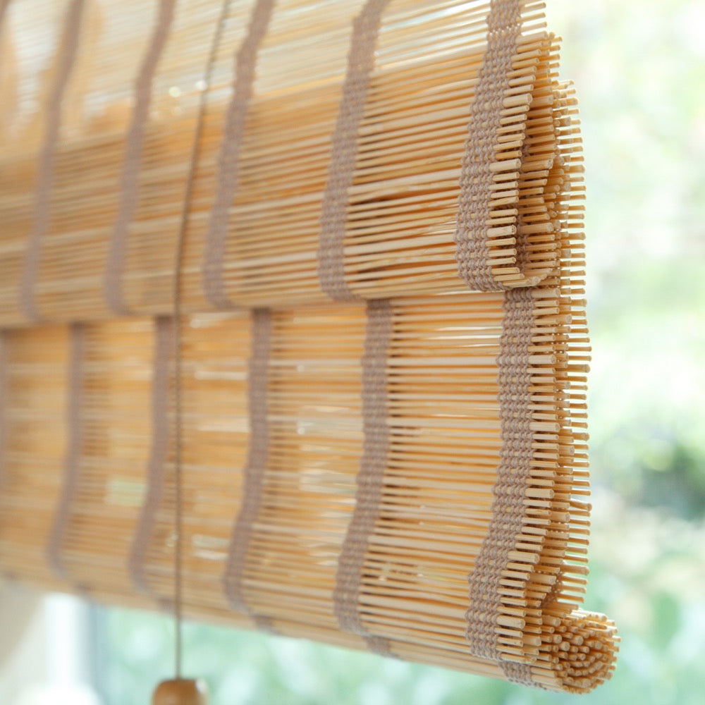 Custom Bamboo Blinds, Natural Bamboo Roman Shades, with/out Scallop Valance, with/out Lining