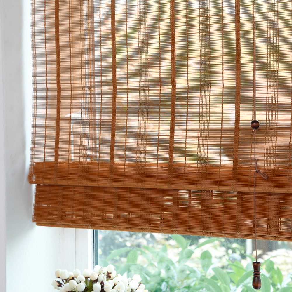 Bamboo Shades, Custom Bamboo Fold Up Blinds, with/out Scallop Valance, with/out Lining
