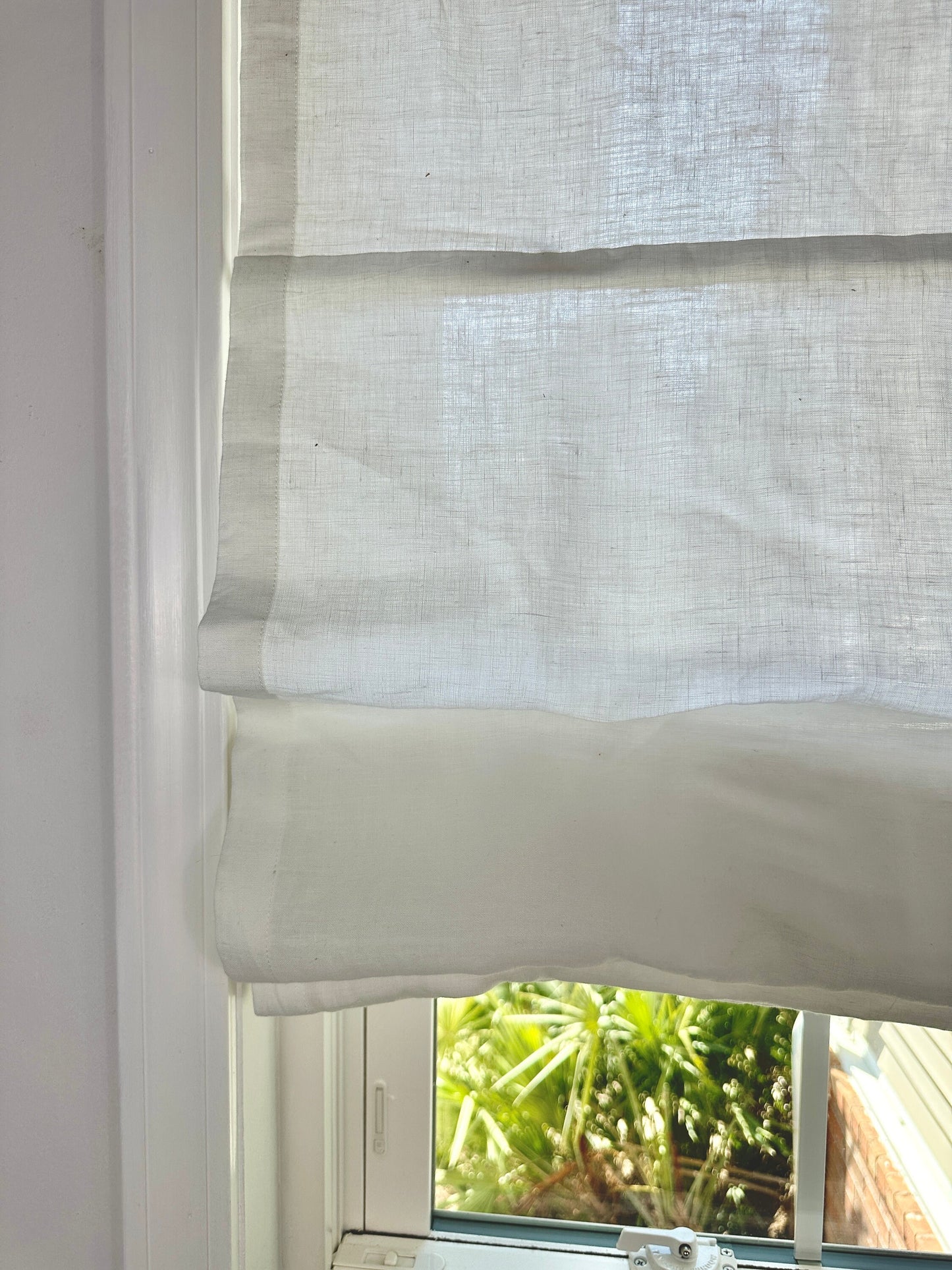 Custom White Linen Shades, Light Filtering Flat Roman Shades, 100% Linen Light Weight Fabric Blinds, Linen Window Treatment, Made to order