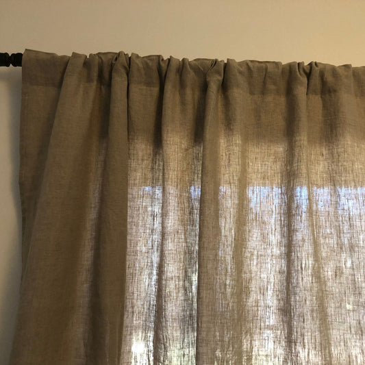 Pure Linen Curtain Panel, Pair of 100% European Linen Curtains, Customized Size Available