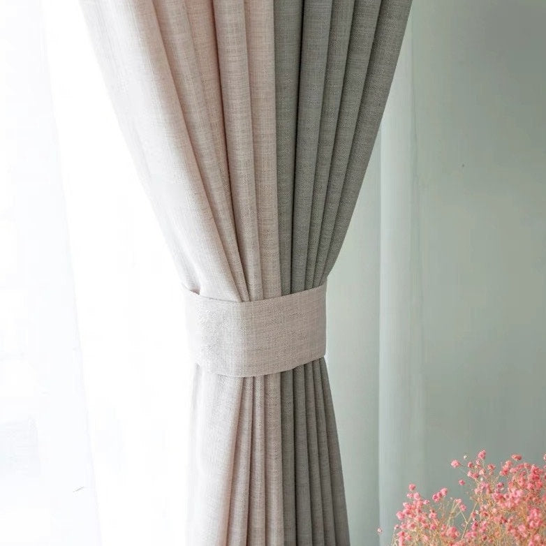 Curtain Panels Linen blend -2 Customized Size Available Made to Order Designer Look
