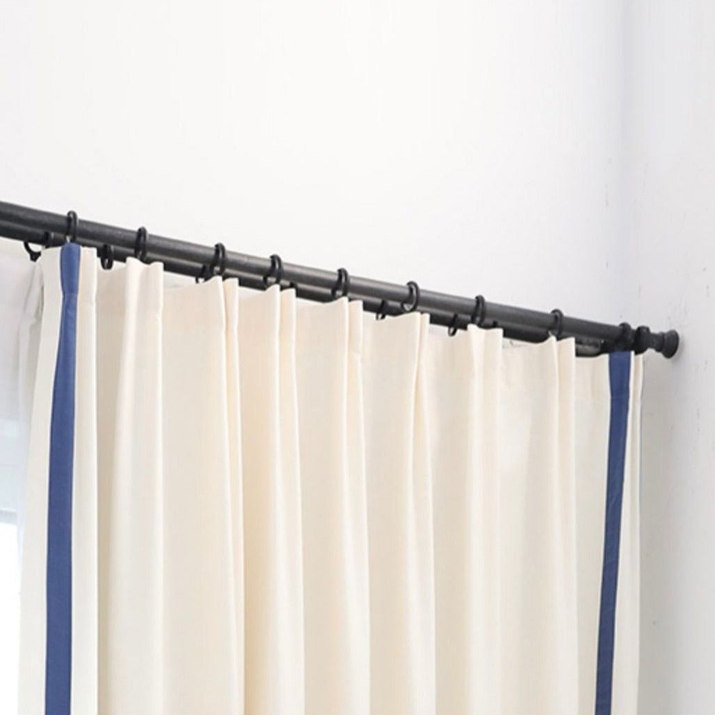 Curtain Panels, Colored Trim Custom Draperies, Linen blend-1 Customized Size Available