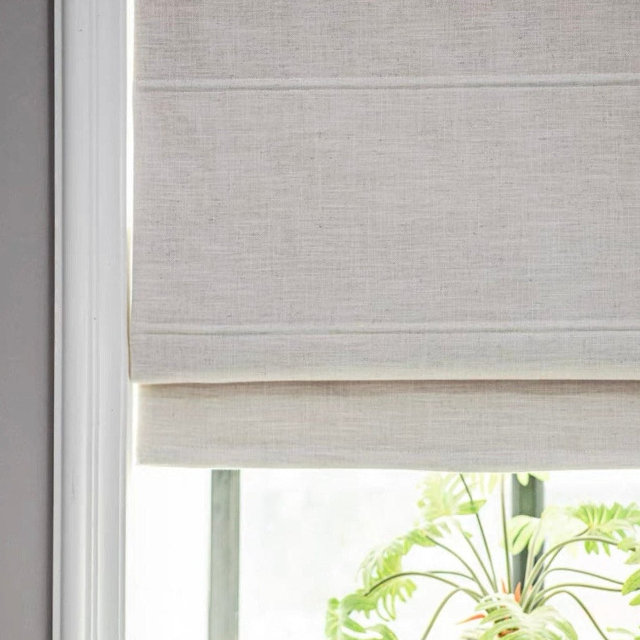 white fabric blinds