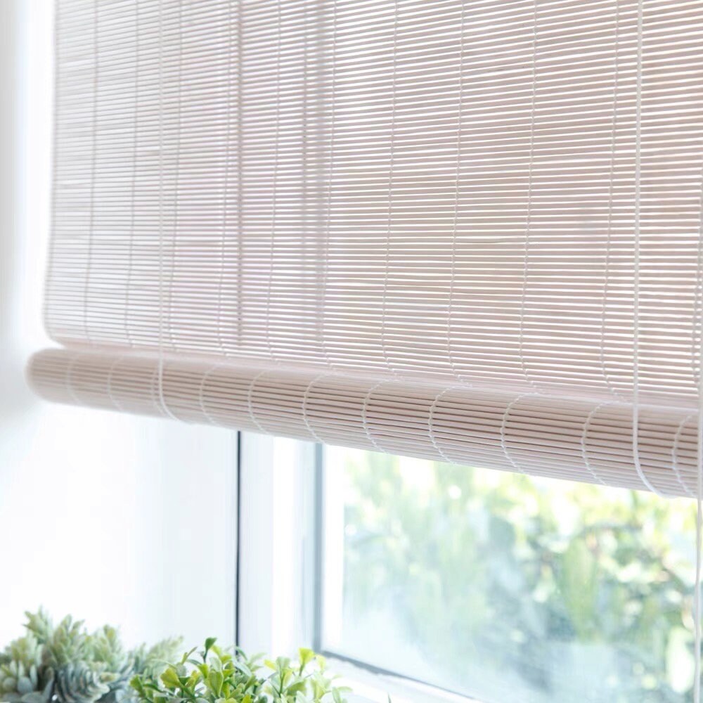 White Bamboo Shades, Custom Designer Bamboo Shades, Filter the light or Blackout, Made to order